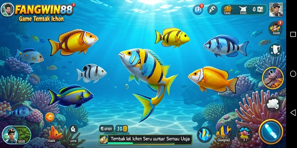 Screenshot FANGWIN88 menampilkan aksi menembak ikan yang seru dan penuh warna.