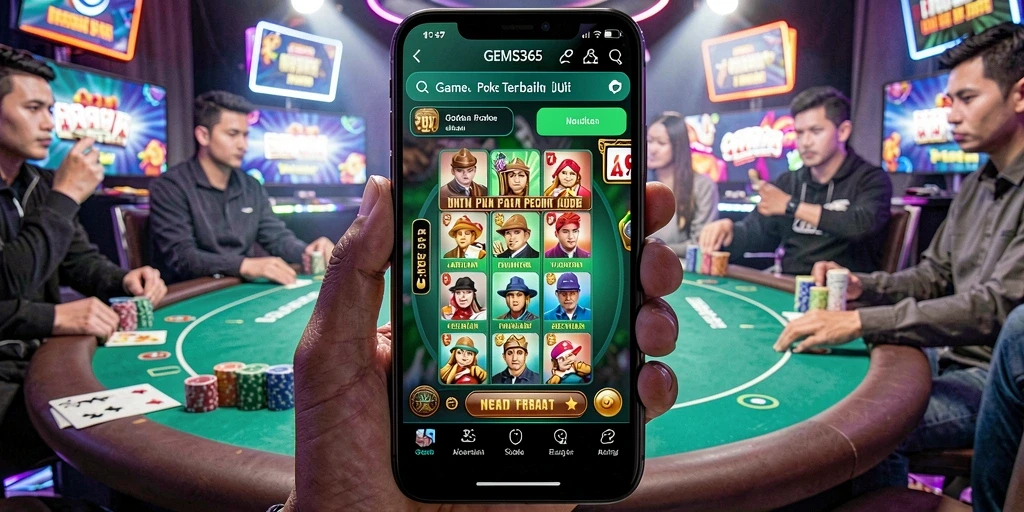 Tampilan gameplay poker yang seru di GEMS365 dengan pemain nyata.