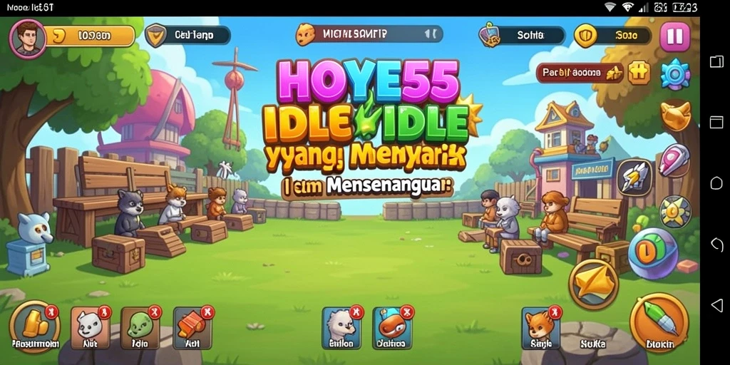 Screenshot utama HOYE55 menampilkan gameplay Idle yang menarik dan menawan.
