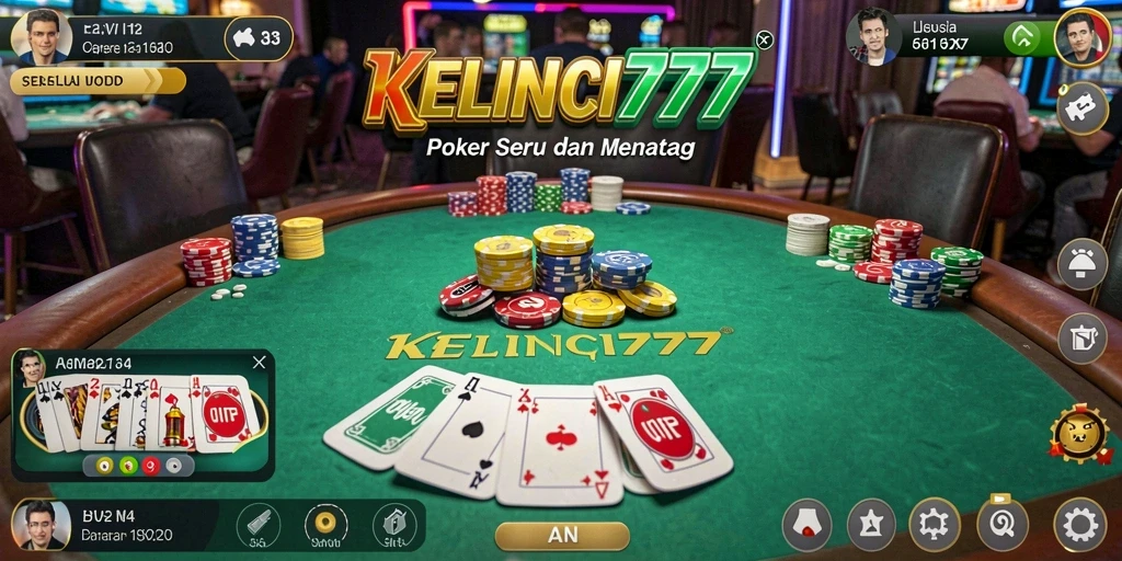 Tampilan gameplay seru saat bermain Poker di KELINCI777.