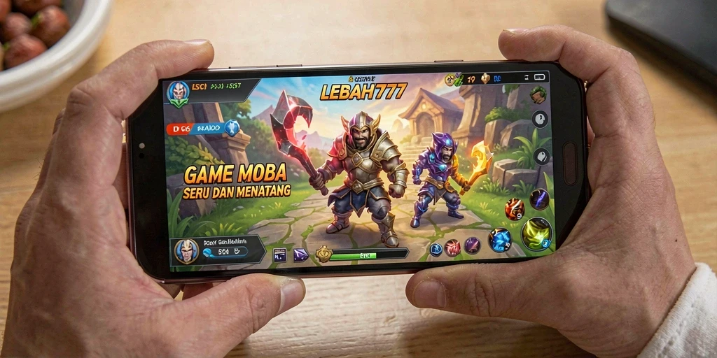 Tampilan aksi seru dalam game MOBA LEBAH777.