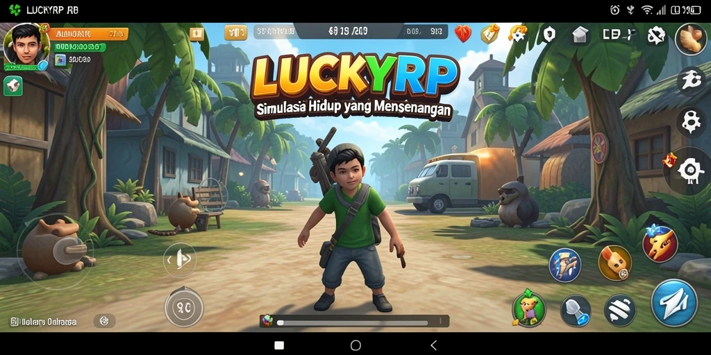 Tampilan gameplay LUCKYRP yang menampilkan interaksi karakter dalam simulasi kehidupan.