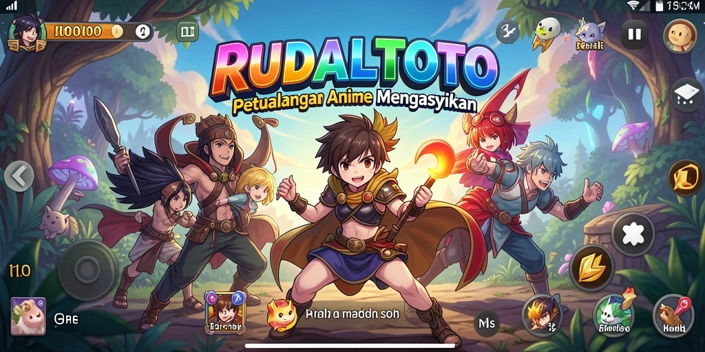 Screenshot RUDALTOTO menampilkan karakter anime dalam aksi penuh warna.