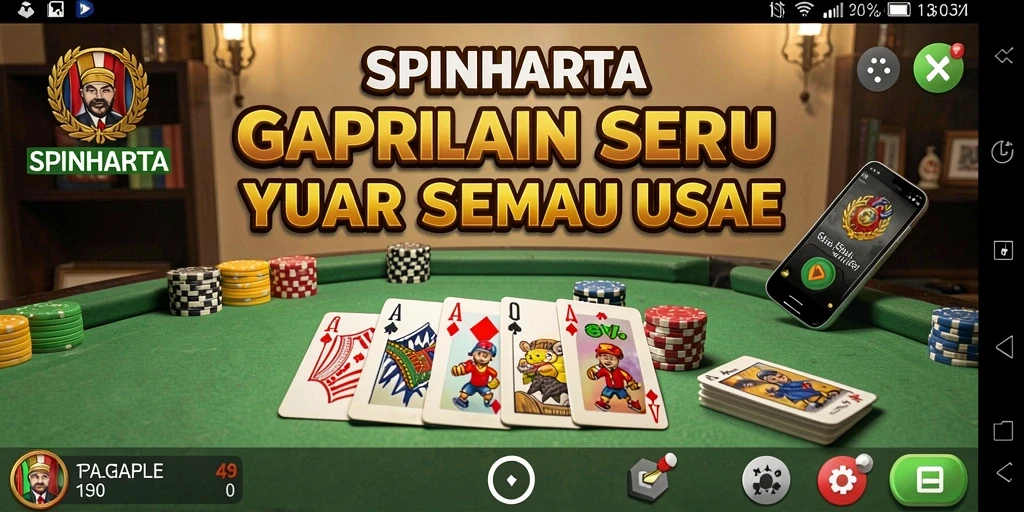 Screenshot SPINHARTA menampilkan gameplay seru dalam permainan Gaple.